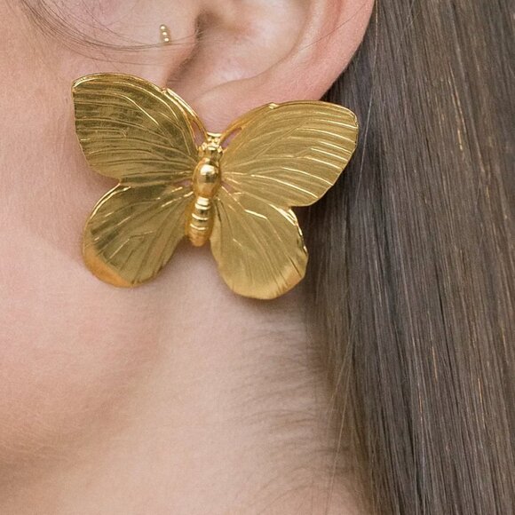 Jennifer Behr Pippa 24K Gold-Plated Butterfly Stud Earrings - Picture 3 of 3